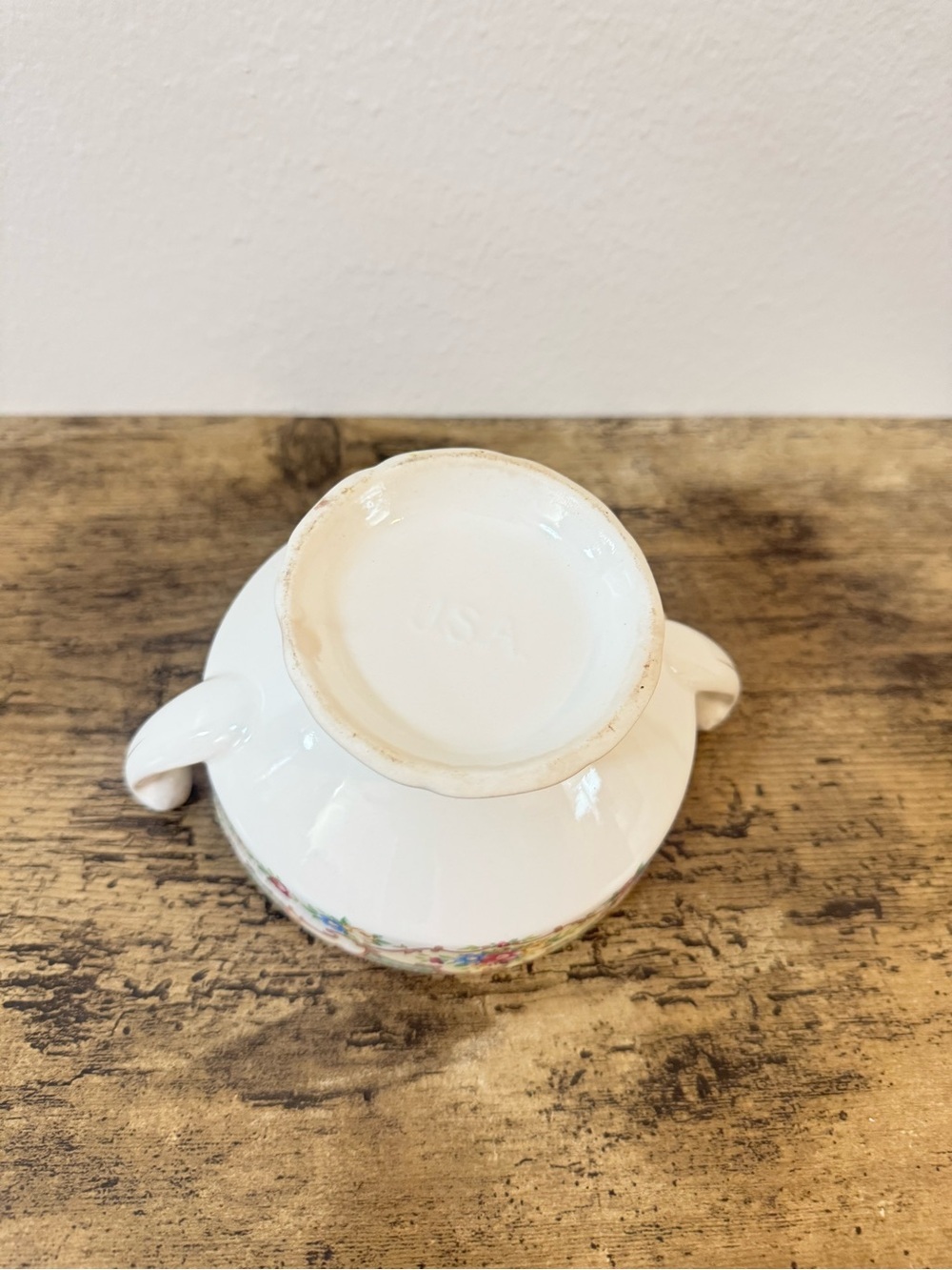 Vintage Floral Porcelain Double Handled Footed Bowl - Picture 10 of 12
